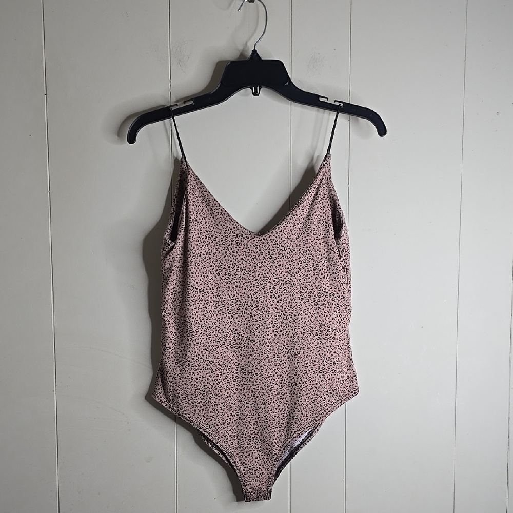 Womens Biege Floral Spaghetti Strap Bodysuit Gaze Small